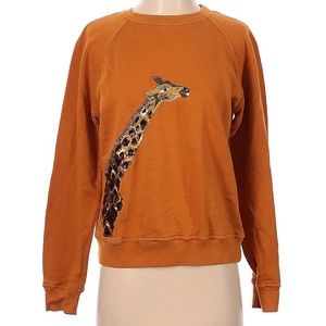 Anthropologie Uzma Bozai Orange Brown Giraffe Sweater Sweatshirt Size Small